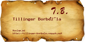 Tillinger Borbála névjegykártya